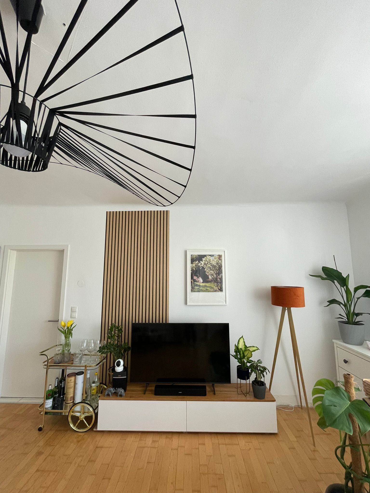 Media-Wand im Wohnzimmer