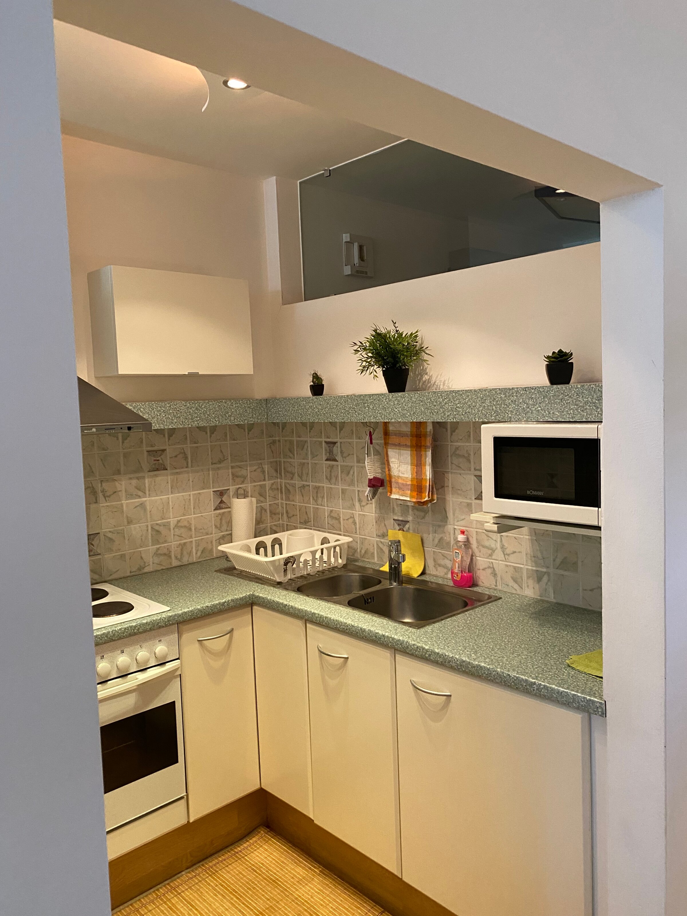 Cooker, sink, extractor fan, microwave | © AB