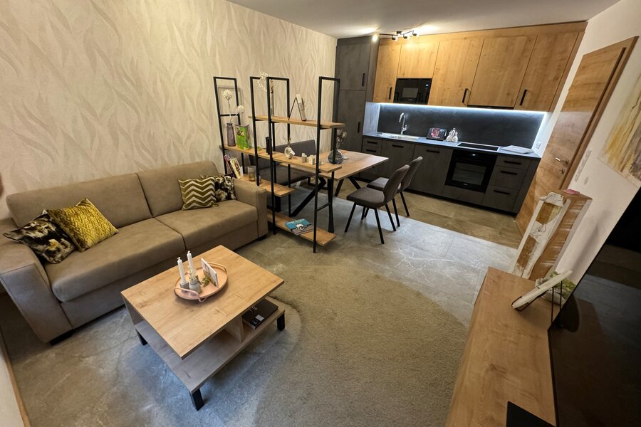 mit Küchenzeile, mit TV, Schlafsofa ausziehbar für 2 Personen