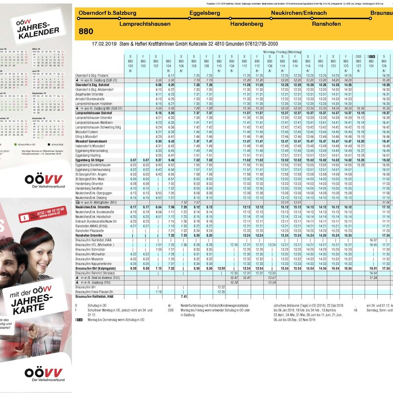 Fahrplan Richtung Oberndorf