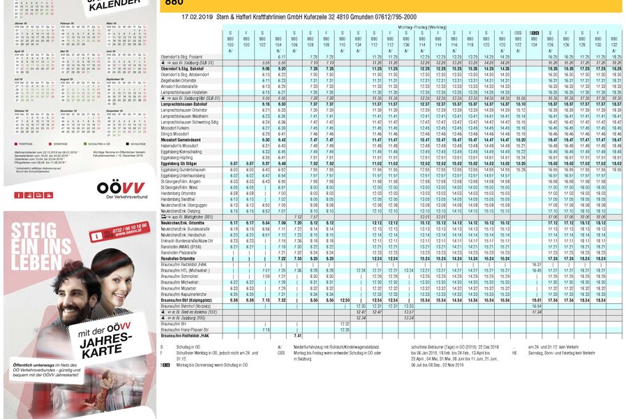 Fahrplan Richtung Oberndorf