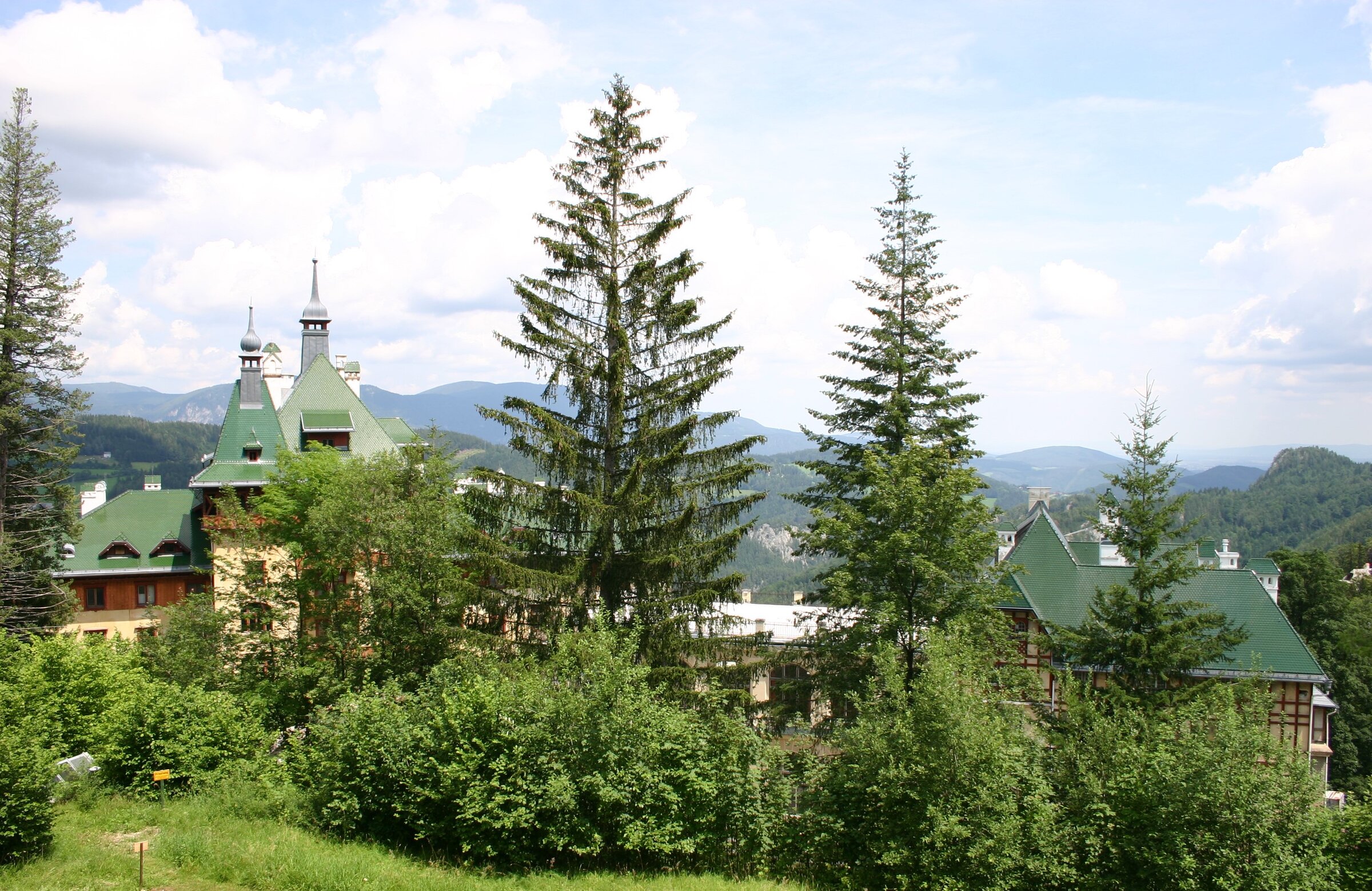 The Südbahnhotel in the background Schneeberg and Rax