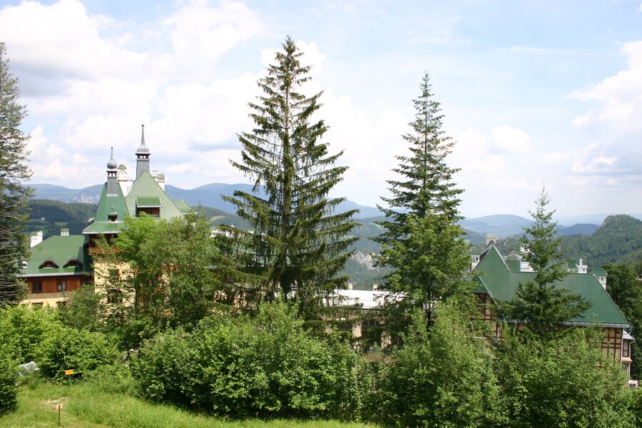 The Südbahnhotel in the background Schneeberg and Rax