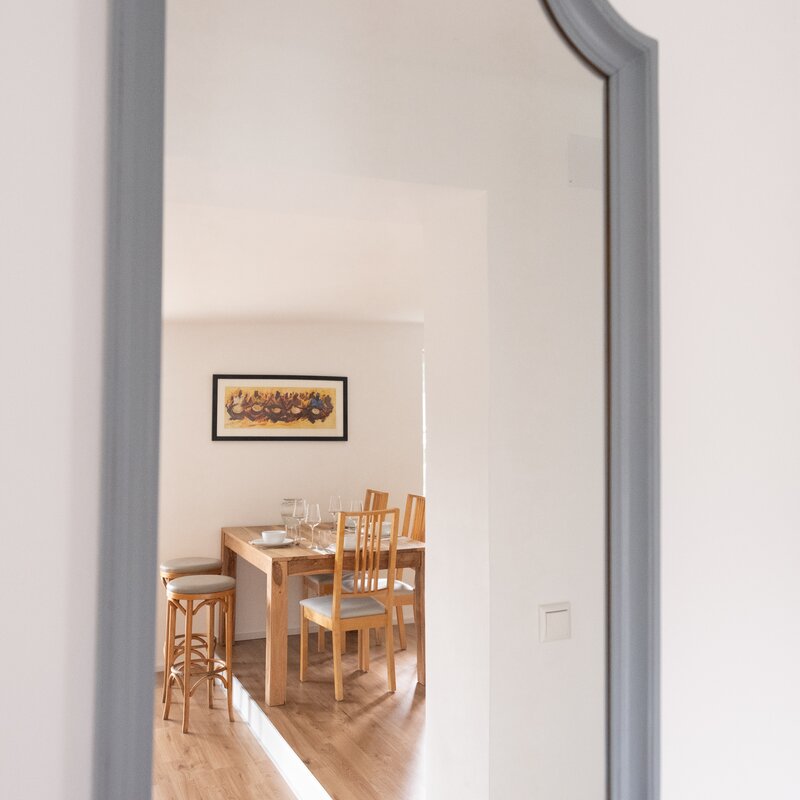 A complete, large, newly purchased set of dishes is available.