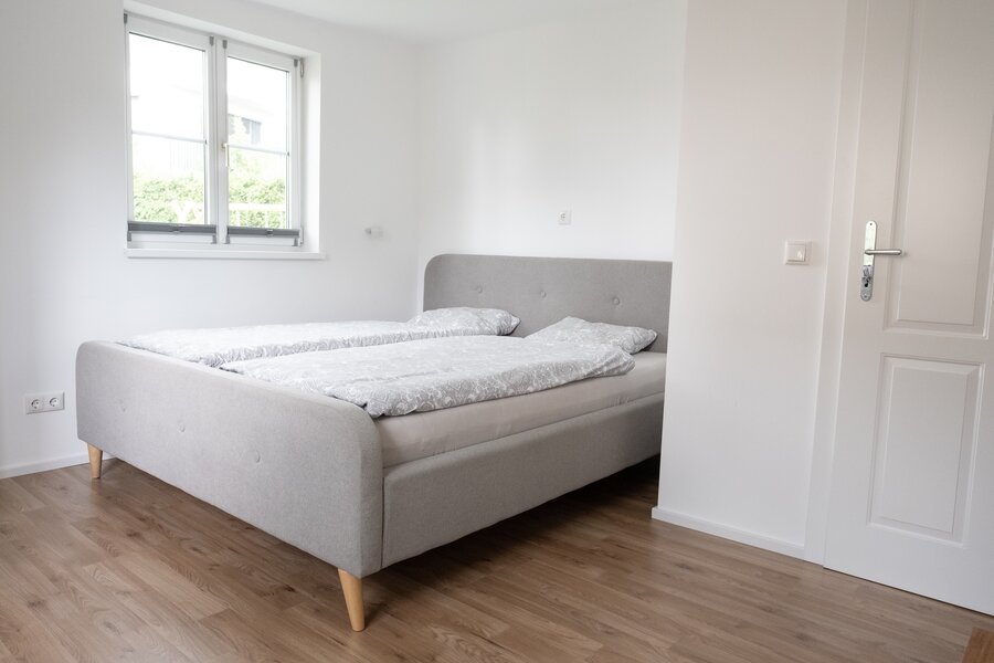 Windows overlooking the garden and the private street