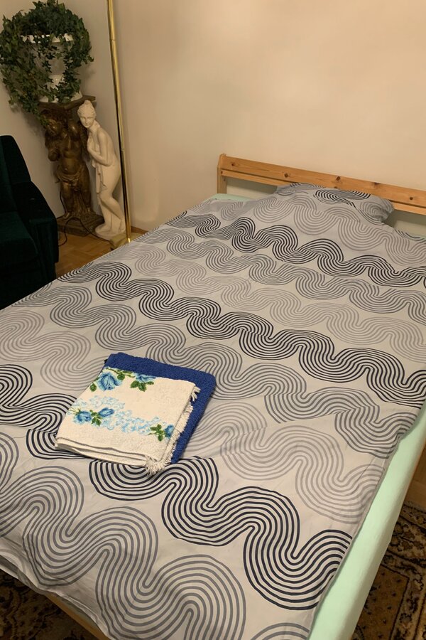 Furnished bedroom with double bed – 1-room apartment for short-term rental & temporary housing for 1 to 6 months in Graz