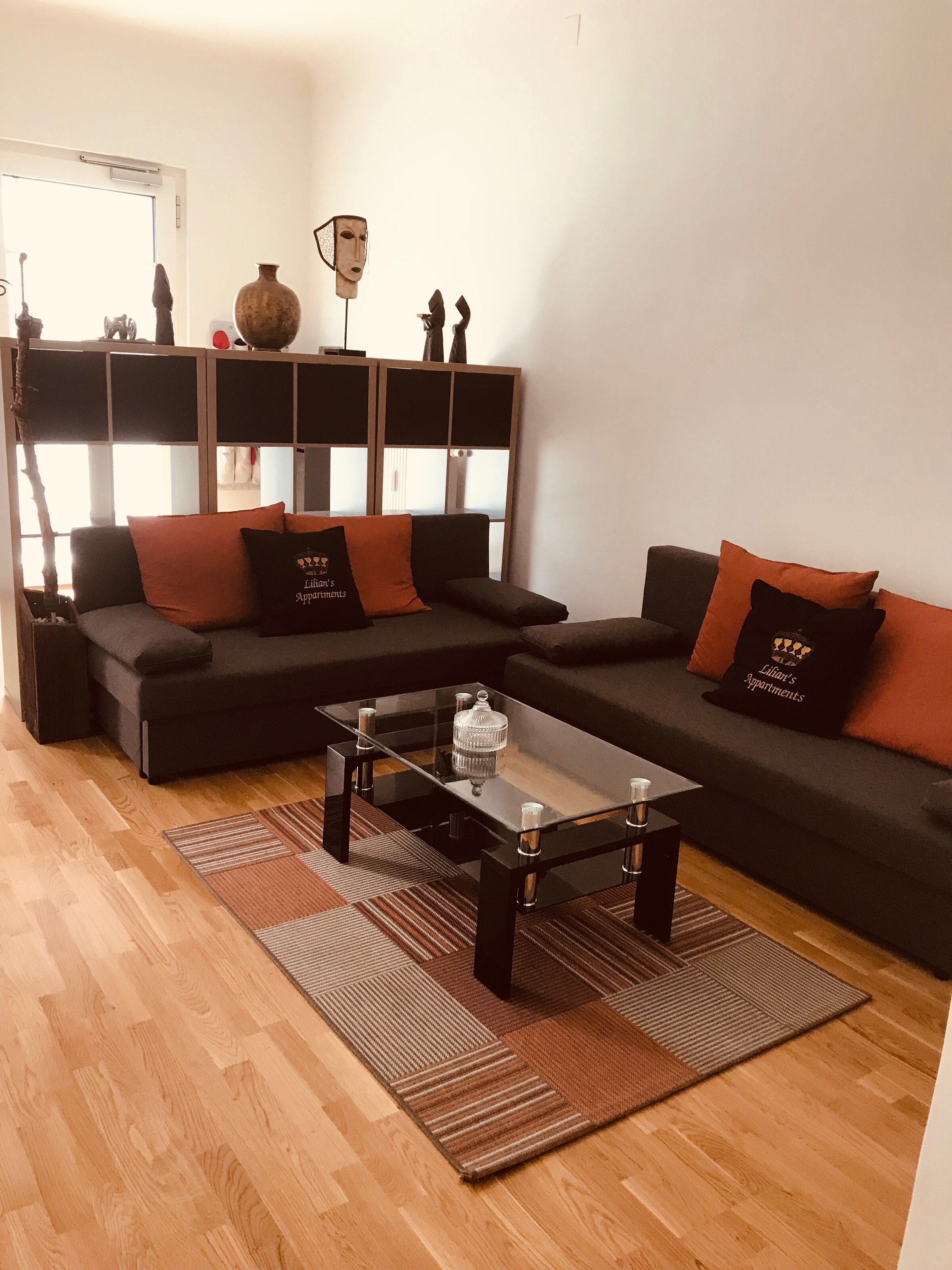 living room with 2 sofas