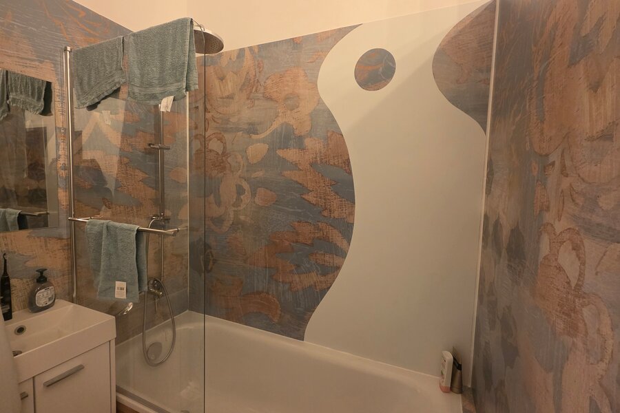 Bath tube with shower