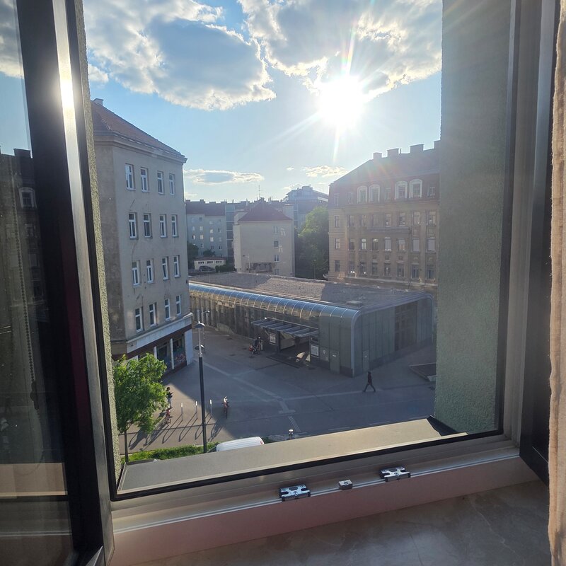 View from the livibg room to the metro station