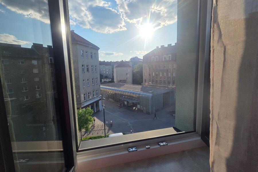 View from the livibg room to the metro station