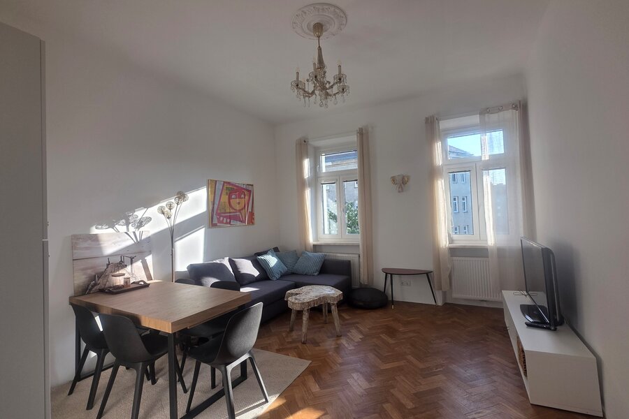 Sunny Living Room with additional sleeping sofa