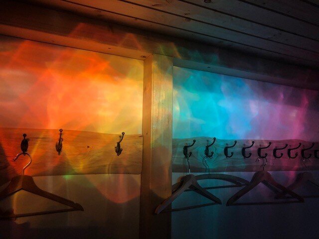 the light is natural sunlight coming through see-through tiles