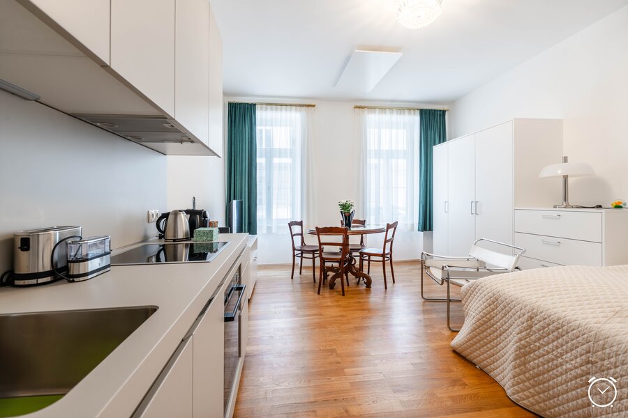 Helles 1-Zimmer Apartment mit Küchenzeile & Essbereich – Kurzzeitmiete Wien, Wohnen auf Zeit für 1 bis 6 Monate
