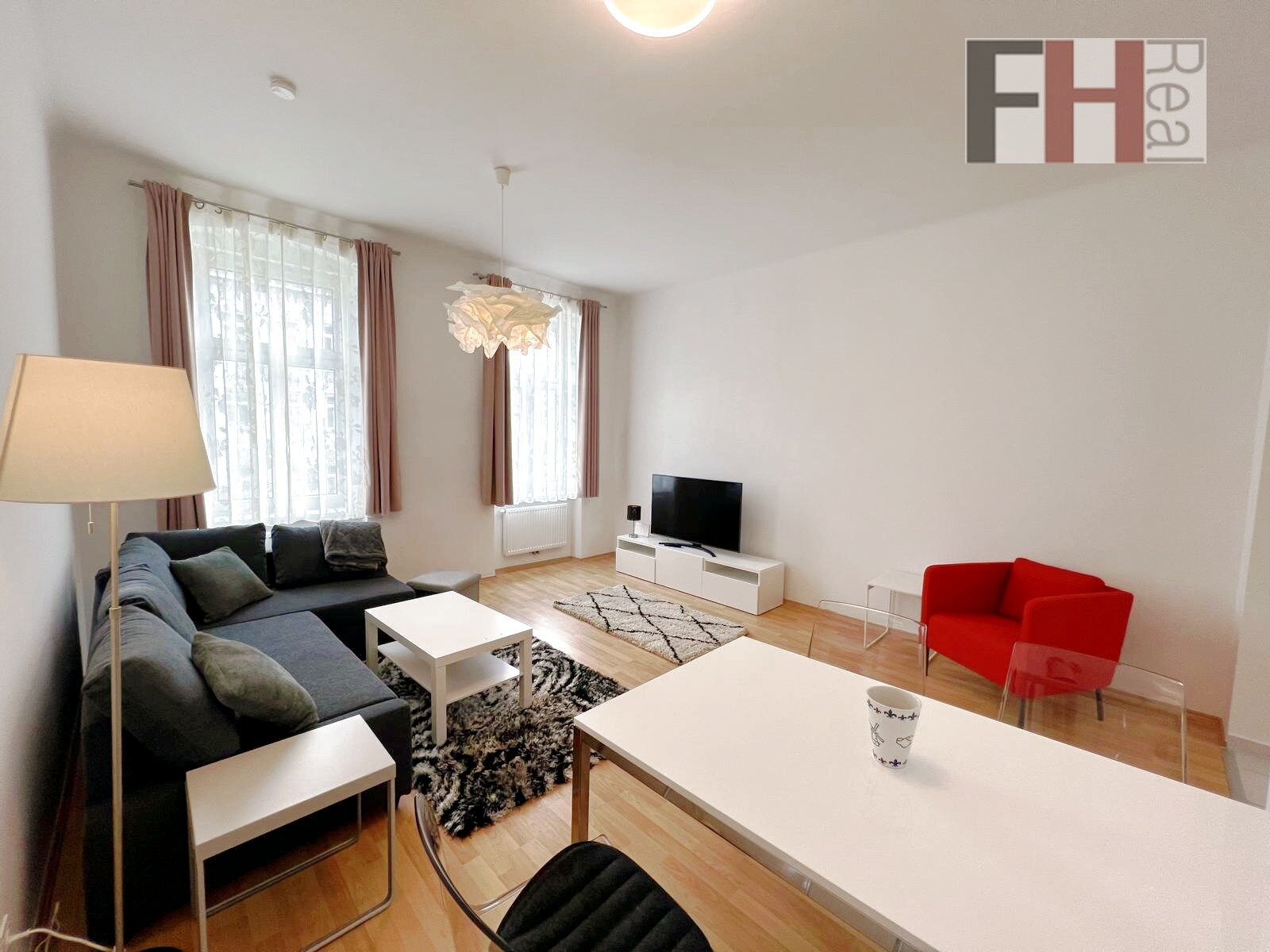 Gemütliches Wohnzimmer mit Ausziehcouch