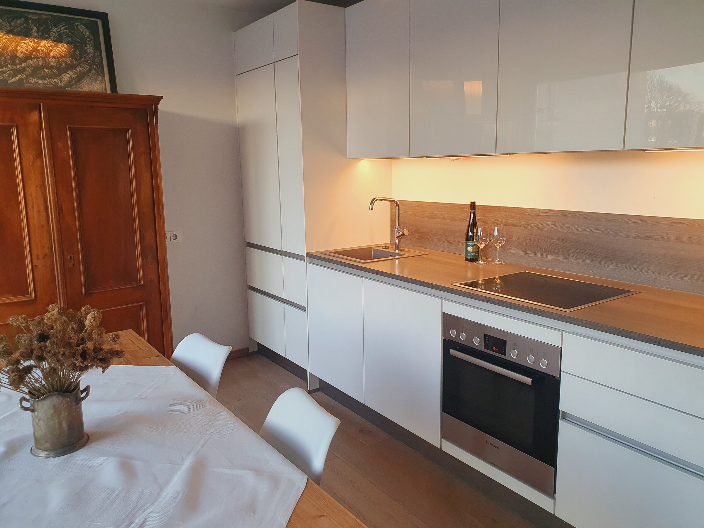 open kitchen in living room