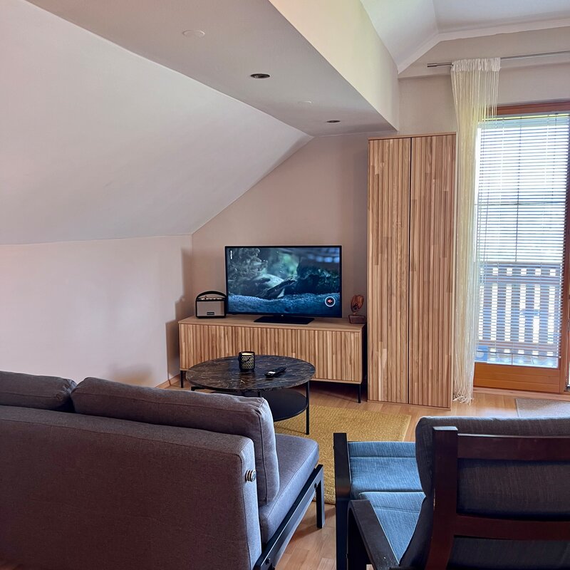 Comfortable living area with flat-screen TV