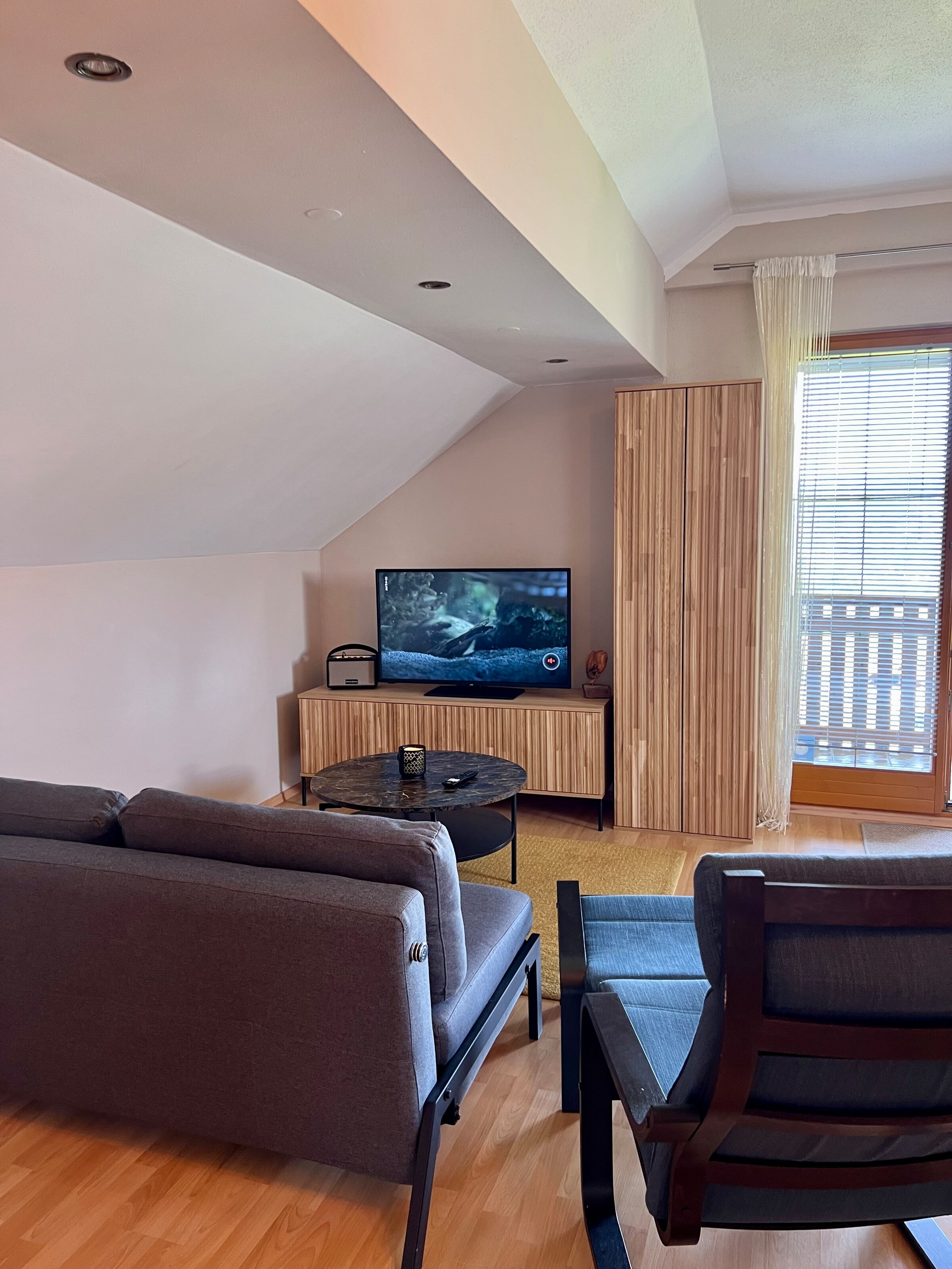 Comfortable living area with flat-screen TV