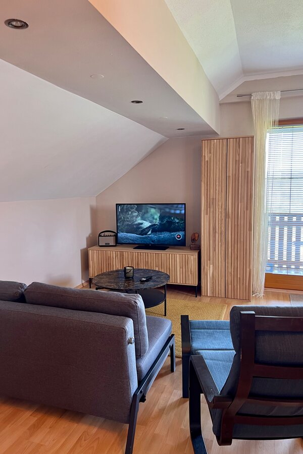 Comfortable living area with flat-screen TV