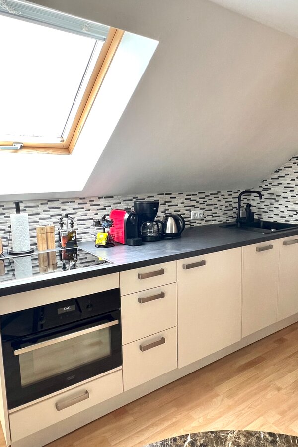 Fully equipped kitchenette with induction hob and combination microwave with grill function