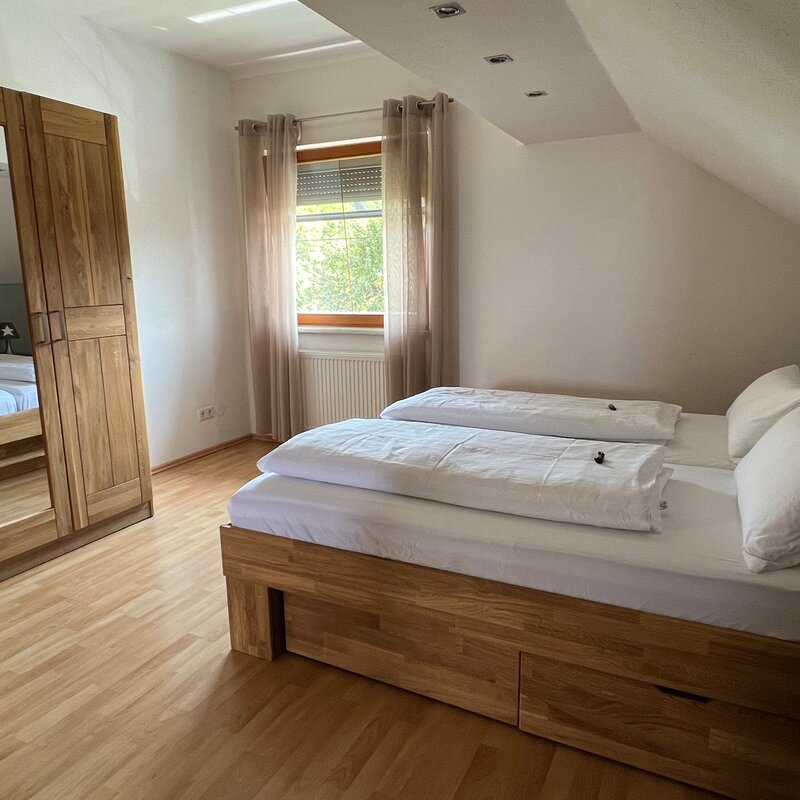 Cozy bedroom with a comfortable double bed