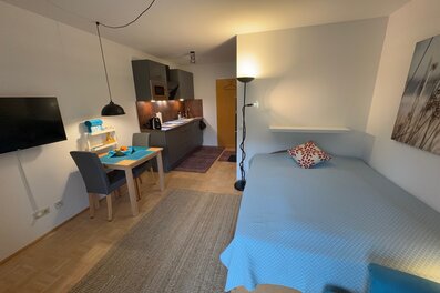 Helles 1-Zimmer Apartment mit Küchenzeile & Schlafbereich – Kurzzeitmiete & Wohnen auf Zeit für 1 bis 6 Monate in Innsbruck