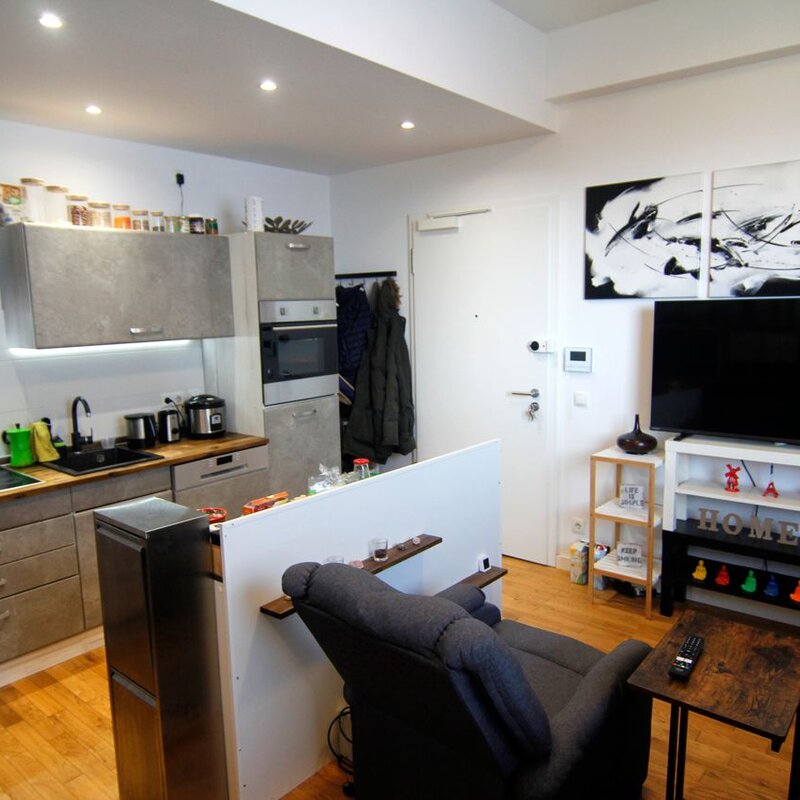 Open kitchen & bright living area – 2-room apartment for short-term rental & temporary housing for 1 to 6 months in Berlin