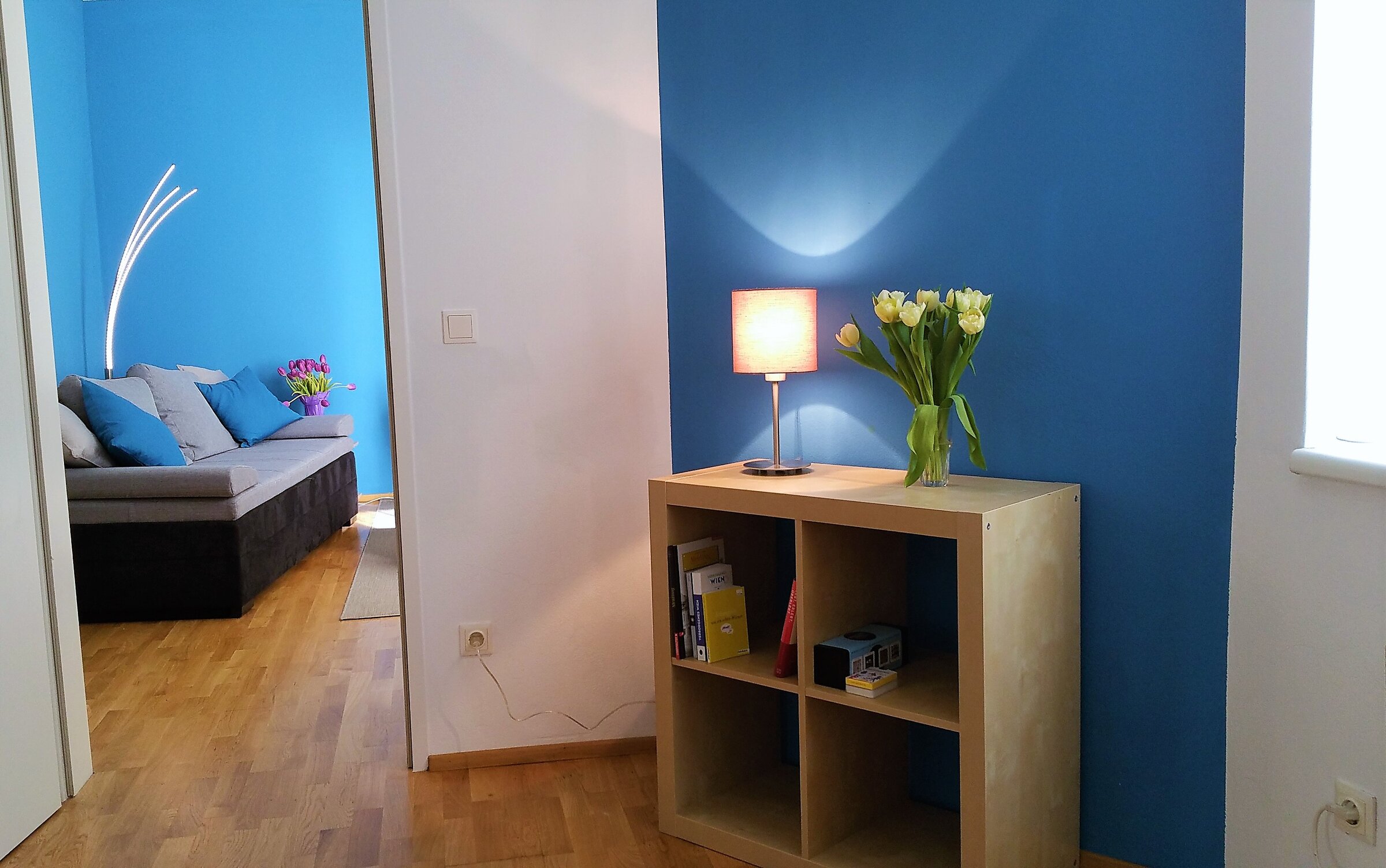 View from the bedroom into the living room