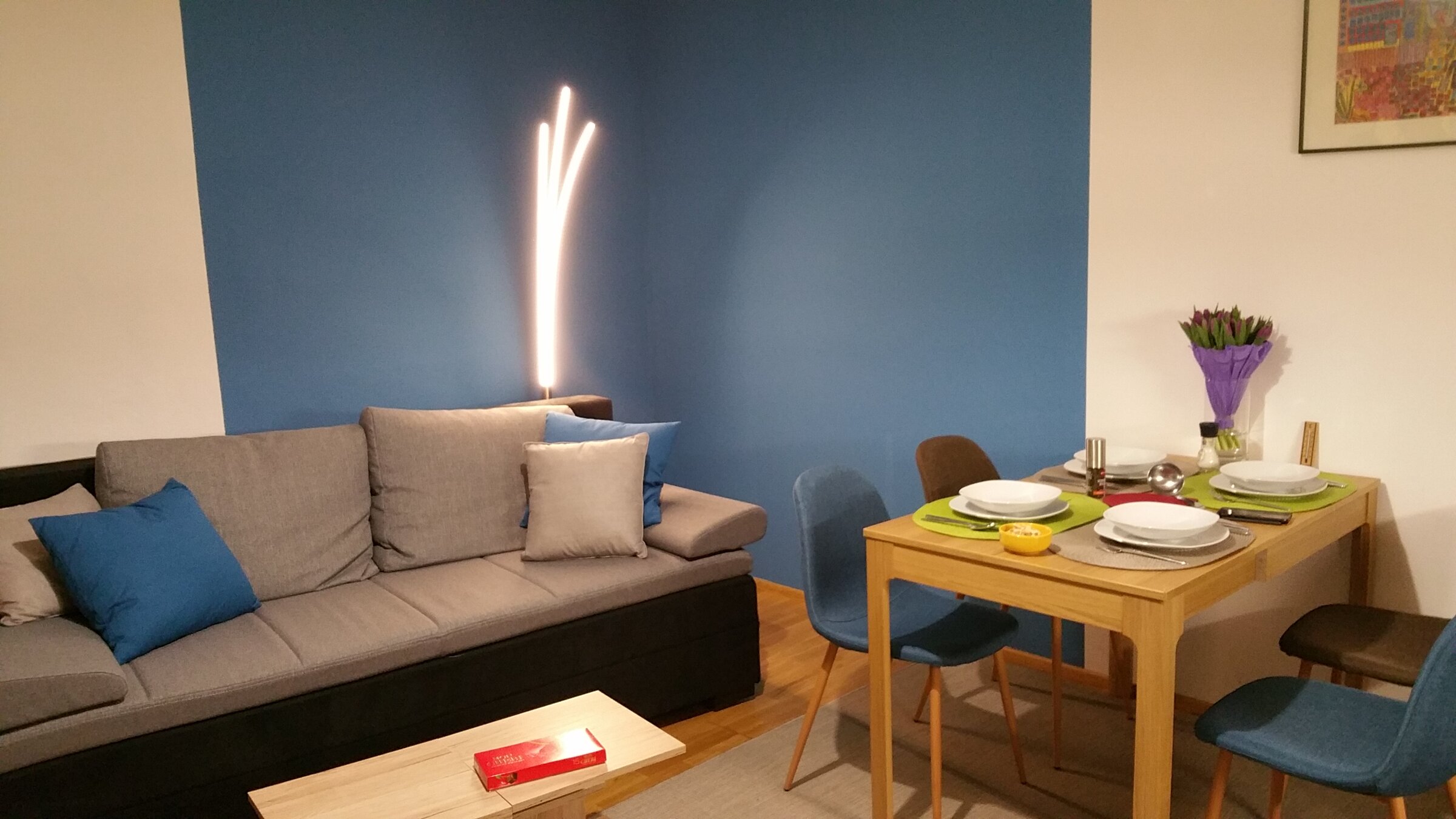 Living room - sofa-bed and dining table