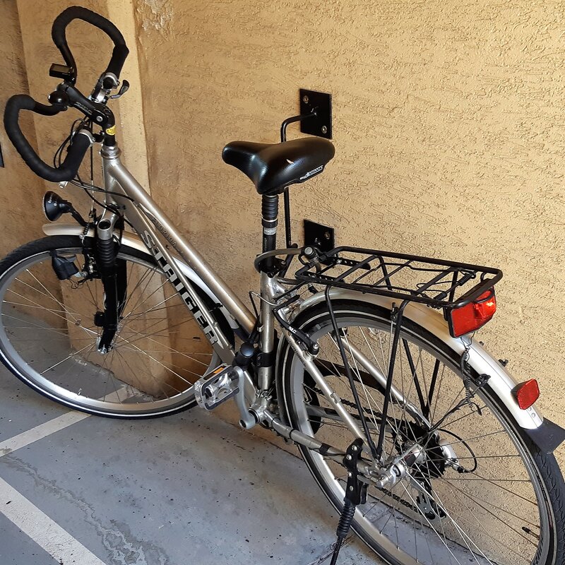 Parking space for bicycle in the covered entrance area