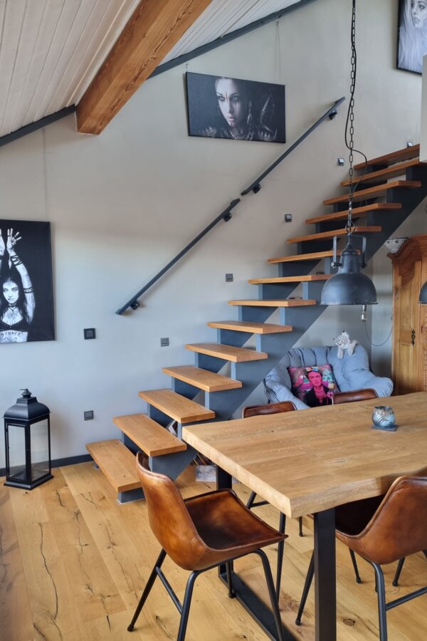 Dining area with stairs