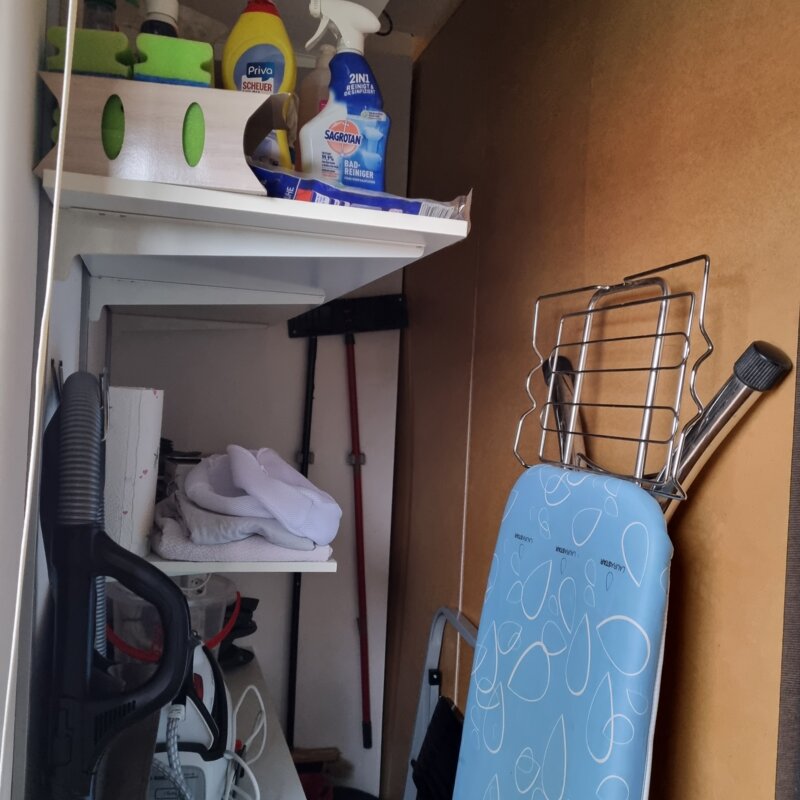 For vacuum cleaners, ironing board, - iron, broom, ...