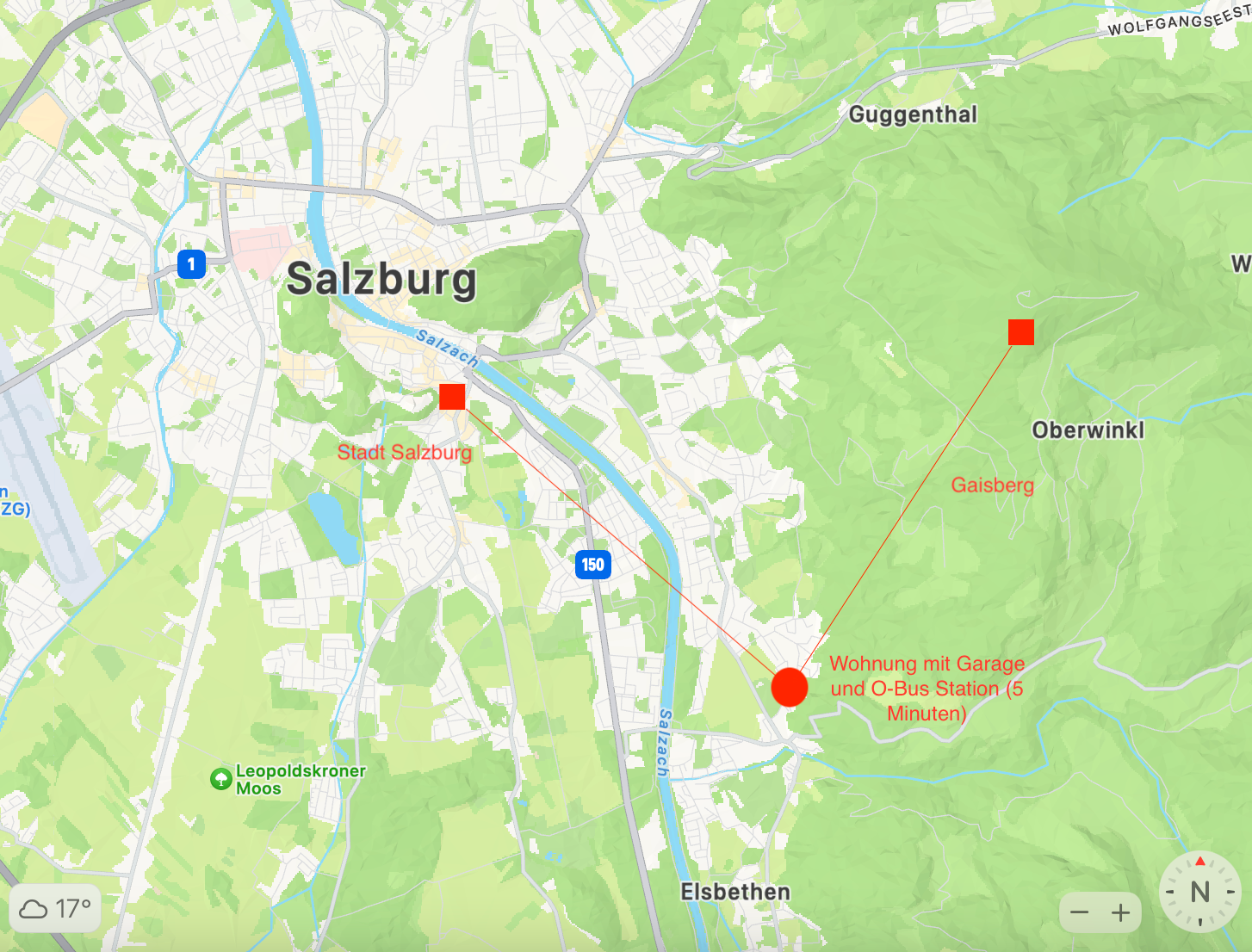Lage am Fuße des Gaisbergs, direkt am Waldrand