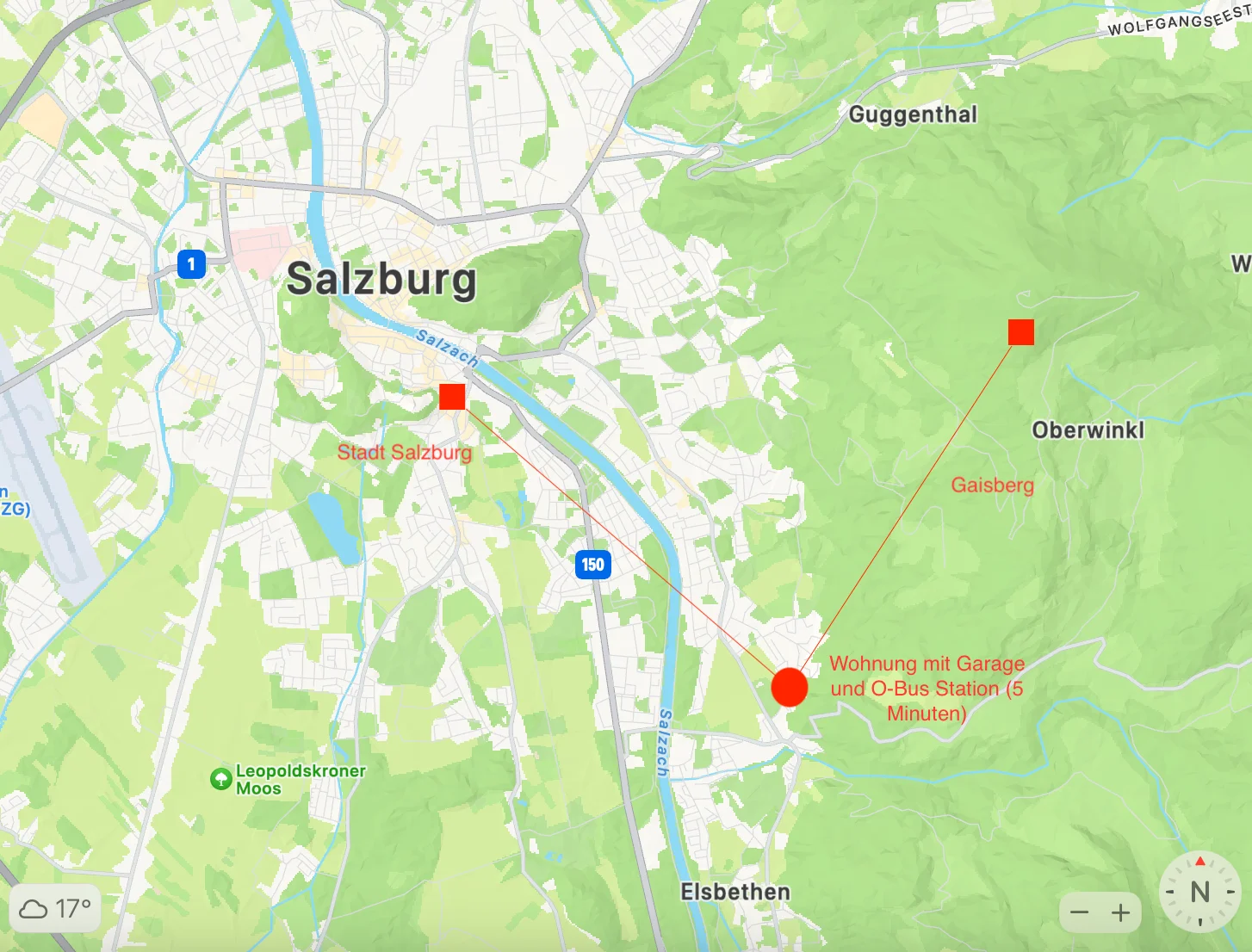 Lage am Fuße des Gaisbergs, direkt am Waldrand