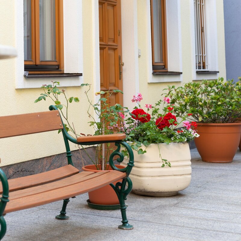 gemütlich, begrünt 