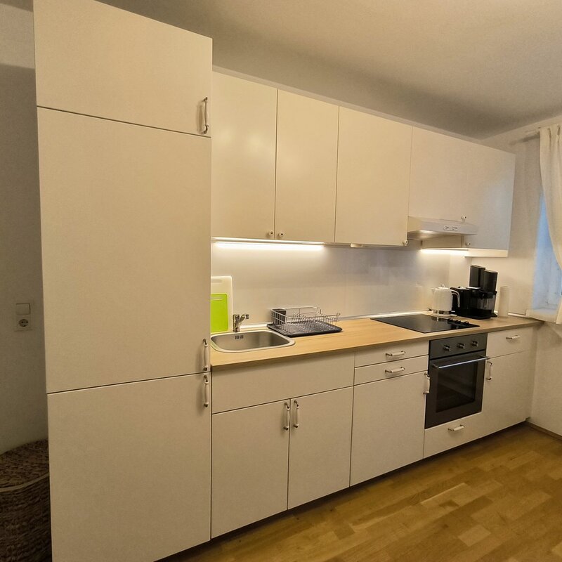 Küchenzeile mit Kühl- und Gefrierschrank