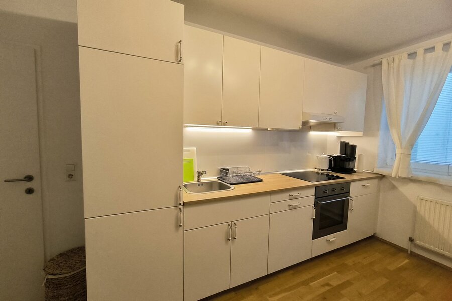 Küchenzeile mit Kühl- und Gefrierschrank