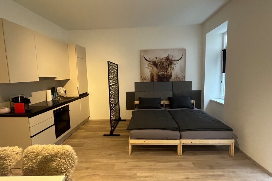 Furnished 1-room apartment with kitchenette & double bed – short-term rental Vienna, temporary housing 1–6 months