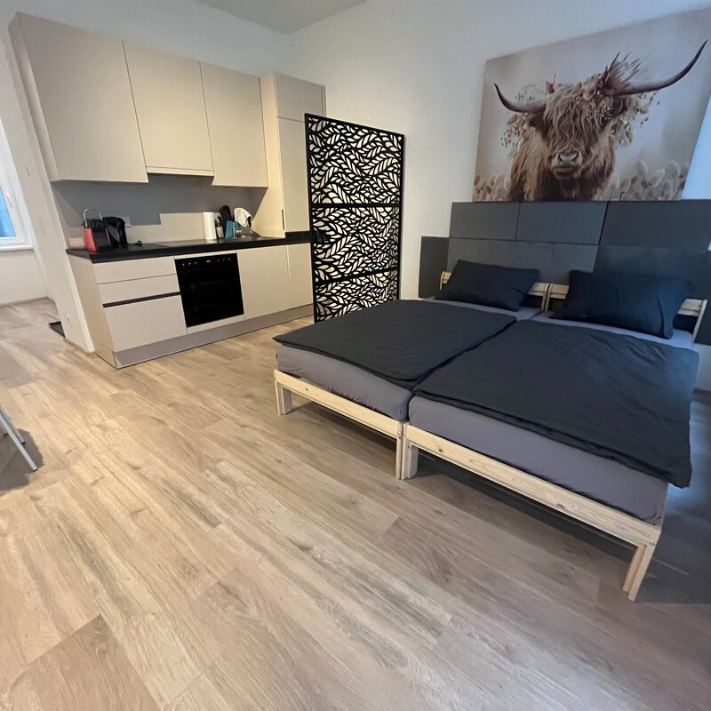 sleeping area/kitchen