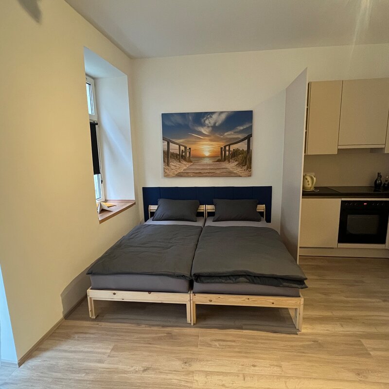 Schlafbereich und Küche