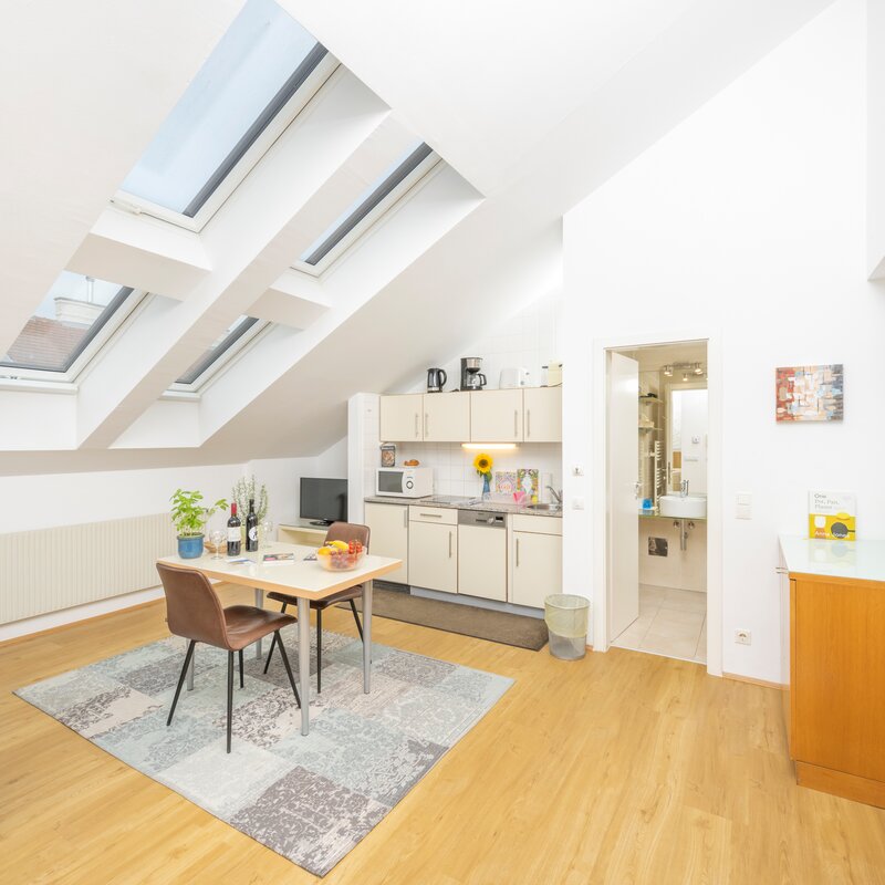 Bright 1-room apartment with skylights & kitchenette – short-term rental & temporary housing for 1 to 6 months in Vienna