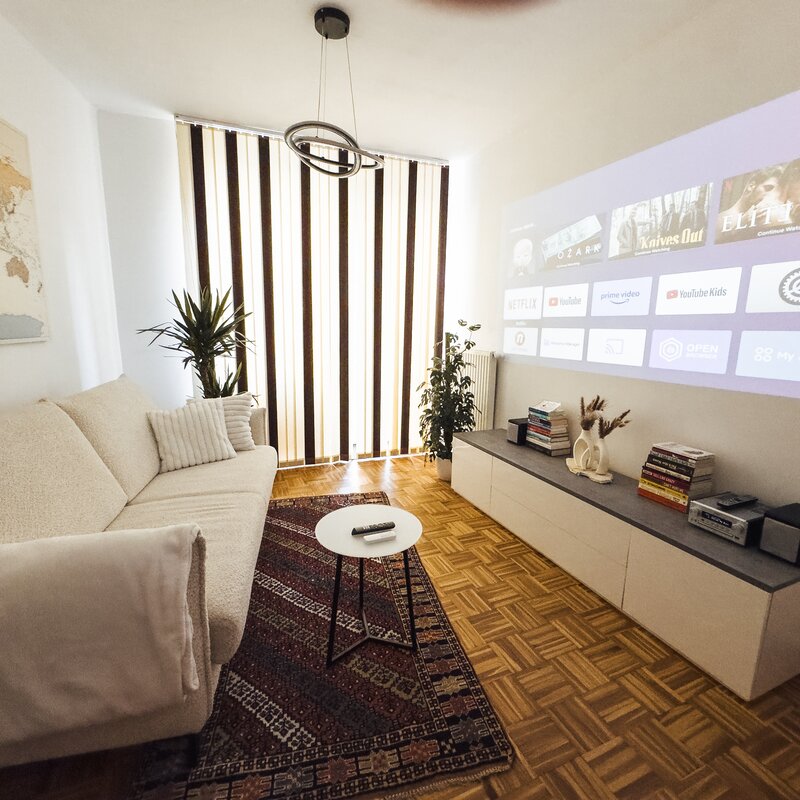 Couch with projector