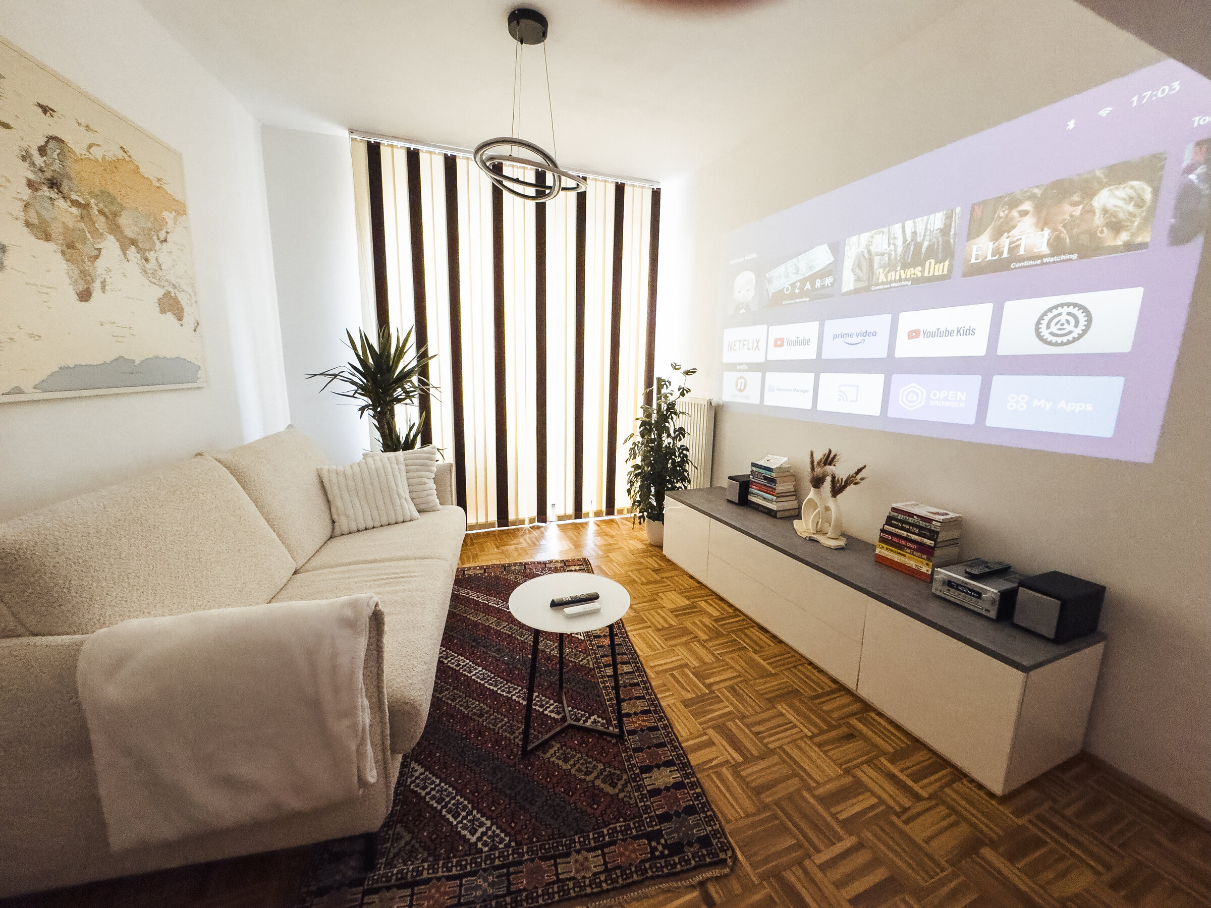 Couch with projector