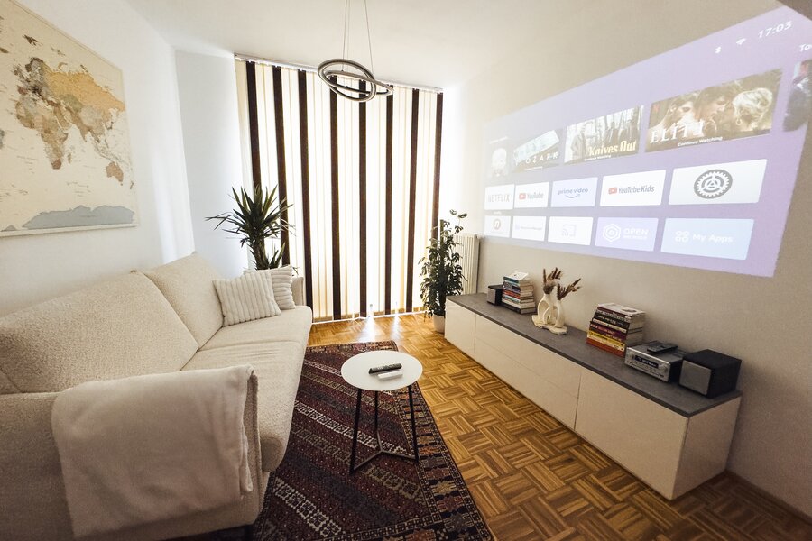 Couch with projector