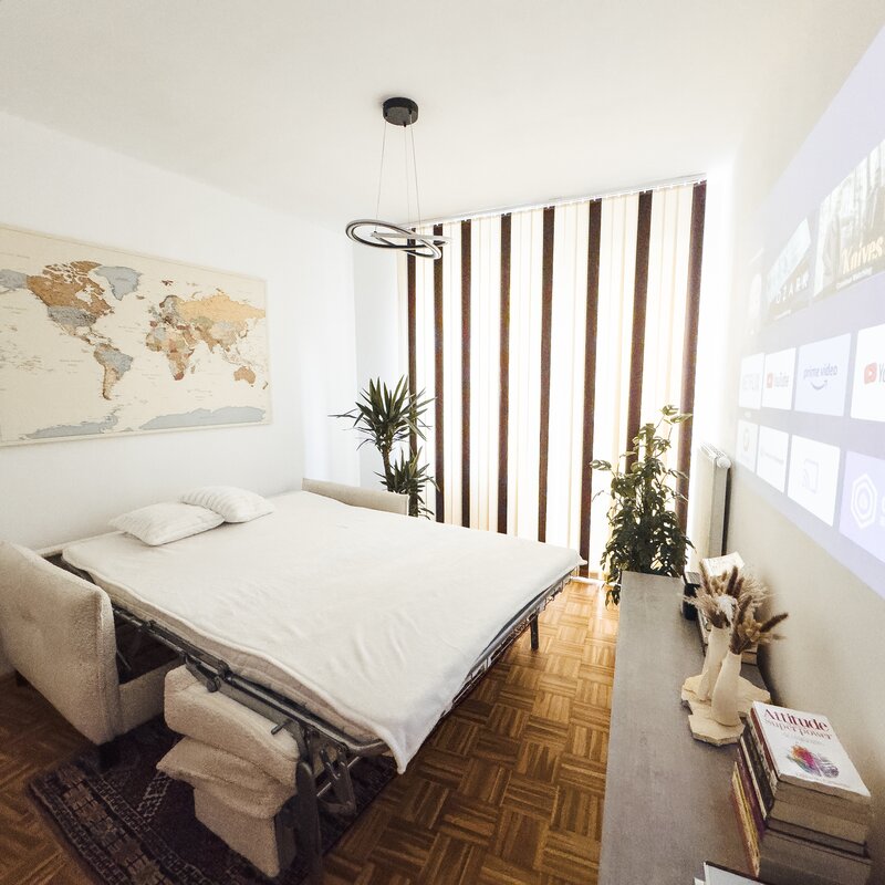 Pull out sofa with projector