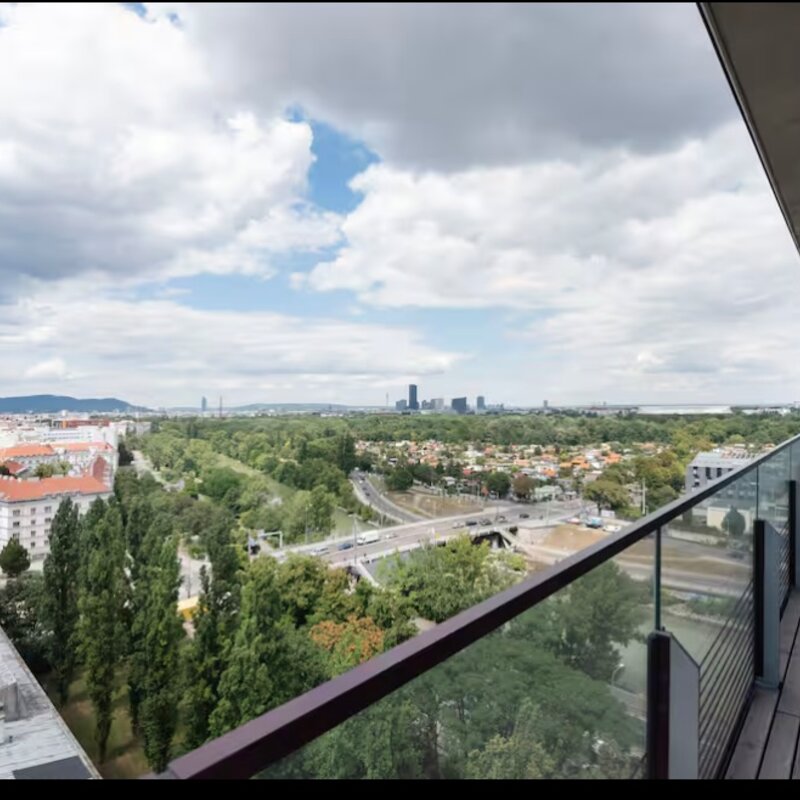 Blick über Wien vom Balkon  in Richtung Prater