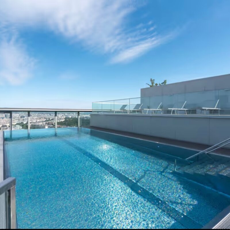 Edelstahlpool mit Liegen