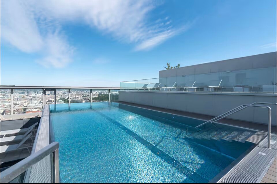 Edelstahlpool mit Liegen