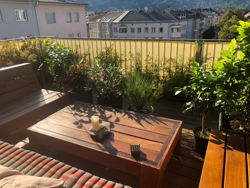 Covered and furnished outside lounge area