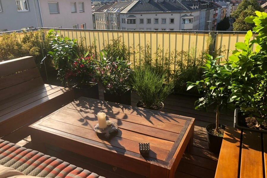 Covered and furnished outside lounge area