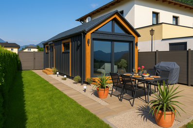 Modernes Tiny Haus mit Terrasse & Garten – Kurzzeitmiete Ebensee, Wohnen auf Zeit für 1 bis 6 Monate